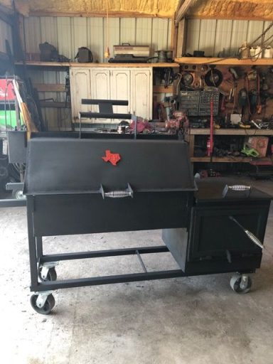 Black grill with red Texas cutout